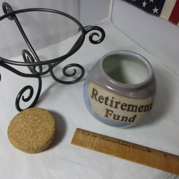 Handcrafted Pottery Jar & Stand Retirement Money Fund - Picture 6 of 12